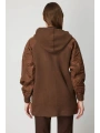 On Fashion Kadın Kolları Kapitoneli Düğmeli Kapüşonlu Kahverengi Mont 60935
