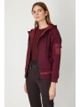 On Fashion Kadın Kapüşonlu Cepli Bordo Mont 60703