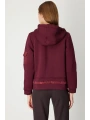 On Fashion Kadın Kapüşonlu Cepli Bordo Mont 60703