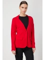 On Fashion Kadın Düğmeli Ceket Yaka Triko Kırmızı Hırka 63926