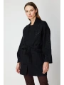 On Fashion Beli Kuşaklı Taş İşlemeli Siyah Hırka 60909