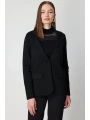 On Fashion Kadın Düğmeli Ceket Yaka Triko Siyah Hırka 63926