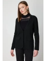 On Fashion Kadın Düğmeli Ceket Yaka Triko Siyah Hırka 63926