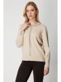 On Fashion Kadın Yarım Kol Yakası ve Önü Taşlı Bej Kazak 65397