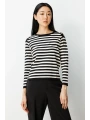 On Fashion Kadın Düğme Detaylı Siyah Çizgili Kazak 65304