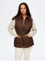 Faik Sönmez Kadın Kapitone Koyu Kahverengi Yelek UW26KYL003