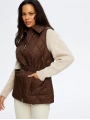 Faik Sönmez Kadın Kapitone Koyu Kahverengi Yelek UW26KYL003