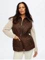 Faik Sönmez Kadın Kapitone Koyu Kahverengi Yelek UW26KYL003
