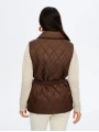 Faik Sönmez Kadın Kapitone Koyu Kahverengi Yelek UW26KYL003