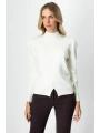 On Fashion Kadın Düğmeli Omuz Detaylı Ekru Kazak 65331