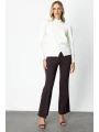 On Fashion Kadın Düğmeli Omuz Detaylı Ekru Kazak 65331