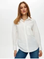Faik Sönmez Kadın Göğüs Cepli Poplin Beyaz Gömlek US25GML042