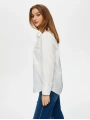 Faik Sönmez Kadın Göğüs Cepli Poplin Beyaz Gömlek US25GML042