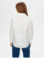 Faik Sönmez Kadın Göğüs Cepli Poplin Beyaz Gömlek US25GML042