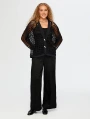 Faik Sönmez Kadın Metal Düğme Detaylı Delik İşi Siyah Hırka Ceket UW26HRK001