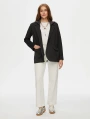 Faik Sönmez Kadın Relax Triko Kapüşon Detaylı Örme Antrasit Melanj Blazer Ceket UW26CKT033