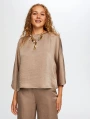 Faik Sönmez Kadın Krinkl Efektli Dökümlü Şık Vizon Bluz UW26BLZ008