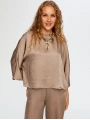 Faik Sönmez Kadın Krinkl Efektli Dökümlü Şık Vizon Bluz UW26BLZ008