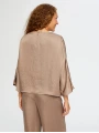 Faik Sönmez Kadın Krinkl Efektli Dökümlü Şık Vizon Bluz UW26BLZ008