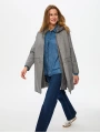 Faik Sönmez Kadın Beli Tünelli Kapitone Garnili Gri Melanj Kaban UW26KBN002