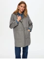 Faik Sönmez Kadın Beli Tünelli Kapitone Garnili Gri Melanj Kaban UW26KBN002