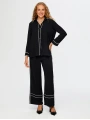 Faik Sönmez Kadın Kontrast Biye Detaylı Uzun Kol Siyah Tunik UW26TNK009