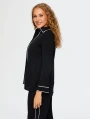 Faik Sönmez Kadın Kontrast Biye Detaylı Uzun Kol Siyah Tunik UW26TNK009