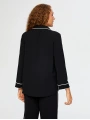 Faik Sönmez Kadın Kontrast Biye Detaylı Uzun Kol Siyah Tunik UW26TNK009