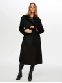 Faik Sönmez Kadın Beli Kuşaklı Yünlü Siyah Manto UW26MAN003