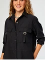 Faik Sönmez Kadın Cepleri Toka Detaylı Tenselli Siyah Tunik UW26TNK001