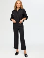 Faik Sönmez Kadın Dikiş Detaylı Straight Fit Siyah Pantolon UW26PNT004