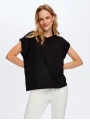 Faik Sönmez Kadın Omuzu Zincir Detaylı Modelli Siyah T-Shirt UW26TSH091