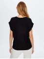 Faik Sönmez Kadın Omuzu Zincir Detaylı Modelli Siyah T-Shirt UW26TSH091