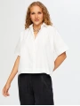 Faik Sönmez Kadın Kısa Kol Rahat Form Poplin Beyaz Gömlek UW26GML003