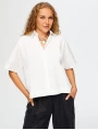Faik Sönmez Kadın Kısa Kol Rahat Form Poplin Beyaz Gömlek UW26GML003