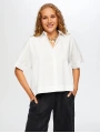 Faik Sönmez Kadın Kısa Kol Rahat Form Poplin Beyaz Gömlek UW26GML003
