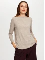 Faik Sönmez Kadın Kayık Yaka Triko Görünümlü Örme Taş Renk Bluz UW26BLZ009