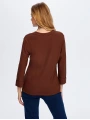 Faik Sönmez Kadın V Yaka Truvakar Kol Kahverengi T-Shirt UW26TSH002