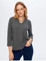 Faik Sönmez Kadın V Yaka Truvakar Kol Antrasit T-Shirt UW26TSH002
