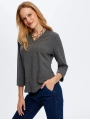 Faik Sönmez Kadın V Yaka Truvakar Kol Antrasit T-Shirt UW26TSH002