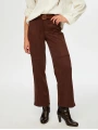 Faik Sönmez Kadın Straight Fit Kahverengi Süet Pantolon UW26PNT006