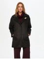 Faik Sönmez Kadın Broş Detaylı Suni Astragan Siyah Kaban UW26KBN007
