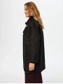 Faik Sönmez Kadın Broş Detaylı Suni Astragan Siyah Kaban UW26KBN007