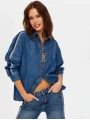 Faik Sönmez Kadın Kontrast Bant Detaylı Tenselli İndigo Jean Gömlek UW26JGM001