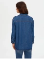 Faik Sönmez Kadın Kontrast Bant Detaylı Tenselli İndigo Jean Gömlek UW26JGM001
