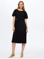Faik Sönmez Kadın Kendinden Piliseli Örme Siyah Torba Elbise UW26ELB025
