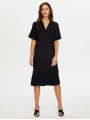Faik Sönmez Kadın Eteği Pililseli Kısa Kol Örme Siyah Elbise UW26ELB022