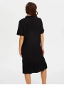 Faik Sönmez Kadın Eteği Pililseli Kısa Kol Örme Siyah Elbise UW26ELB022