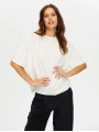 Faik Sönmez Kadın Dik Yaka Kısa Kollu Triko Ekru Bluz UW26TRB012