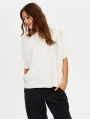 Faik Sönmez Kadın Dik Yaka Kısa Kollu Triko Ekru Bluz UW26TRB012